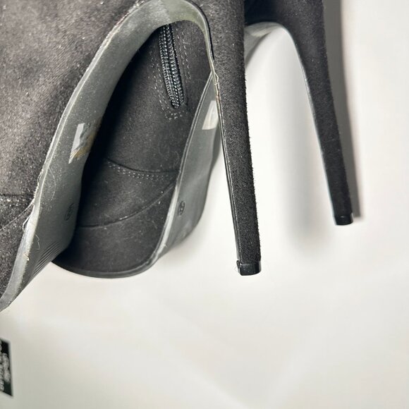 s8| Miss Lola | Black Vegan Suede Thigh-Hi Stiletto Boots | BNWT 🖤👢✨ - Picture 9 of 11